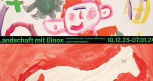 Abb.: Ausstellungsmotiv „Landschaft mit Dinos – studioKurse des Lindenau-Museums in der Kronengasse 2“, 2023, (Foto: Lindenau-Museum Altenburg)
