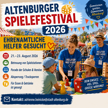 Altenburger Spielefestival 2026 - Helfer gesucht (Symbolbild AI)